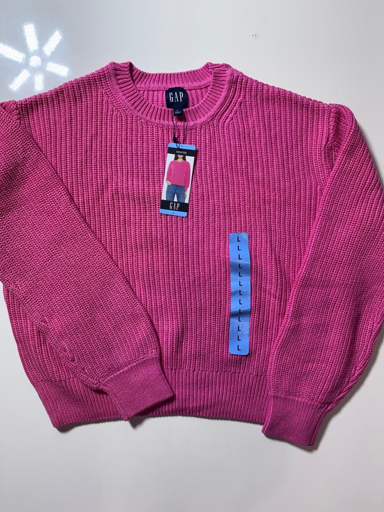 GAP Sweaters - GAP Women’s Pink Ribbed Crewneck Sweater Size L Cotton Knit Pullover New